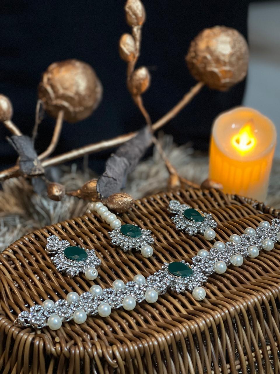 Traditional Mastani Choker set " with studded Pearls, Ruby and Zircons gemstones.