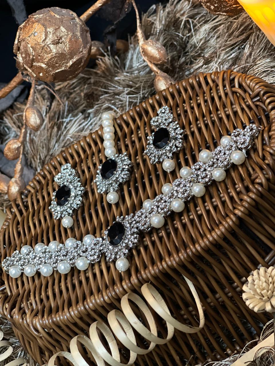 Traditional Mastani Choker set " with studded Pearls, Ruby and Zircons gemstones.