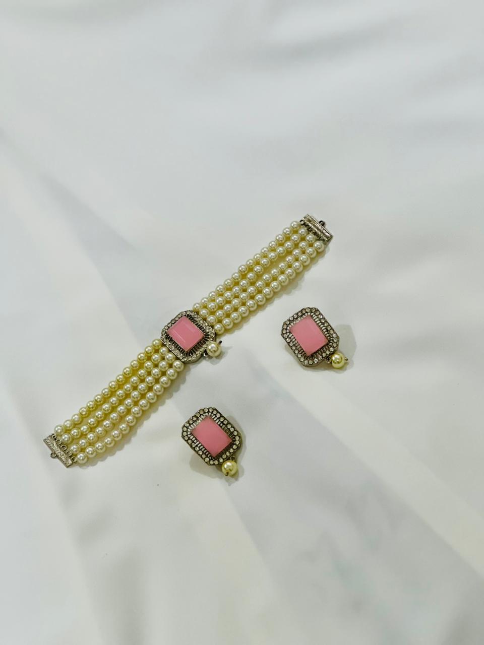 Blush Pearl Elegance Choker Set